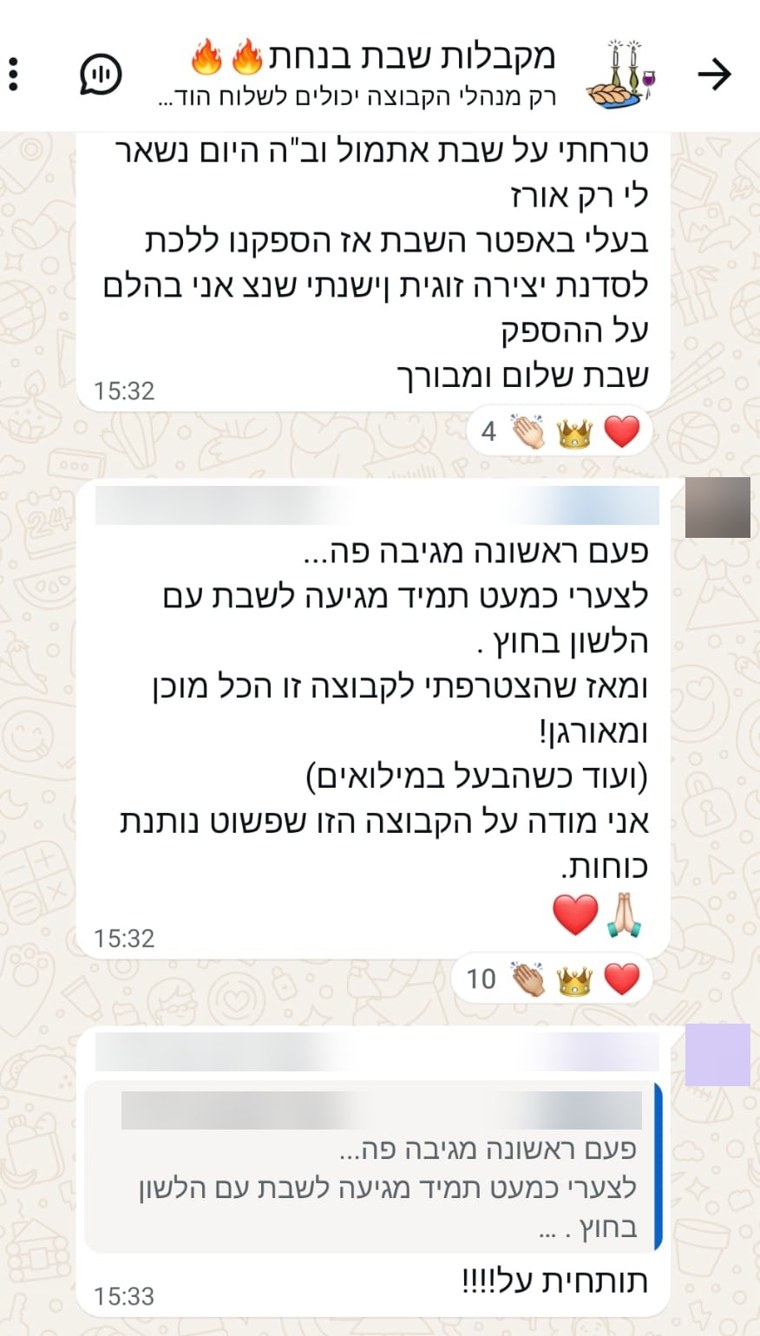 הודעות מהקבוצה: פעם ראשונה מגיבה פה, תודה על הקבוצה