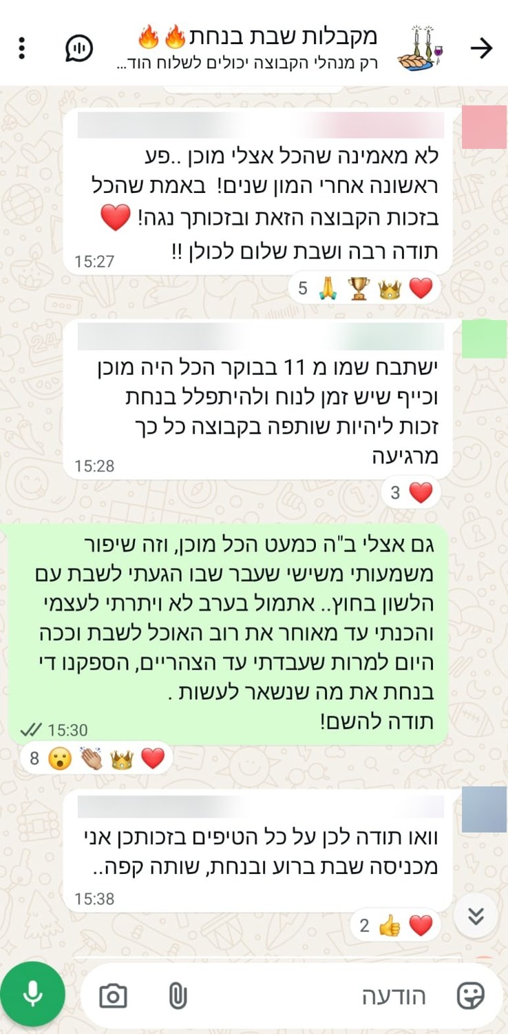 הודעות מהקבוצה: לא מאמינה שהכל אצלי מוכן, בזכות הקבוצה